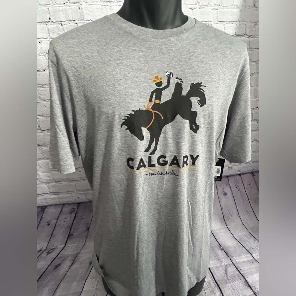 TRAVIS MATHEW mens heatherd grey “Calgary Stampede” shirt new with tags